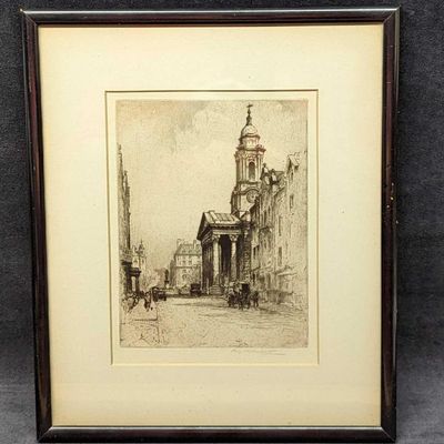 Sale Photo Thumbnail #240: Framed Percy Robertson St George's Hanover Etching