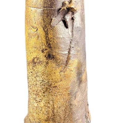 Sale Photo Thumbnail #37: Heavy Primitive Style Pottery Earthenware Art Vase Inside Out