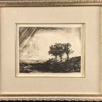 Sale Photo Thumbnail #194: Framed Etching of The Three Trees by Rembrandt