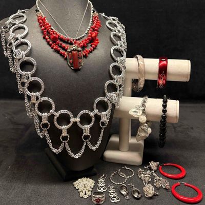 Sale Photo Thumbnail #83: 15pc Red and Silver Toned Ember and Snow Costume Jewelry Collection