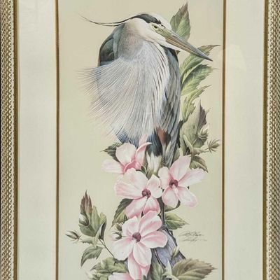 Sale Photo Thumbnail #264: Framed S&N Art Lamay Blue Heron Print