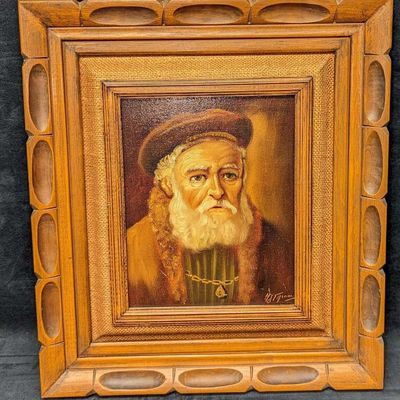 Sale Photo Thumbnail #260: Vintage H.J Topman Framed Oil On Canvas Old Man