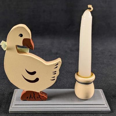 Sale Photo Thumbnail #188: Vintage Wooden Country Duck Candle Holder