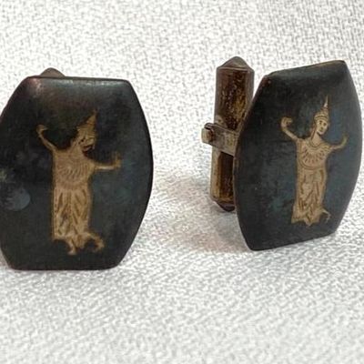 Sale Photo Thumbnail #109: Mid-Century Sterling Thai Dancer Cufflinks