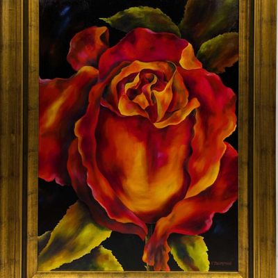 Sale Photo Thumbnail #160: Framed Rachel Thompson Original Oil On Canvas Rose