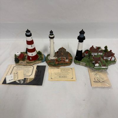 Sale Photo Thumbnail #383: Set of Three Harbour Lights Georgia Lighthouse Landmark Figurines Sapelo Island