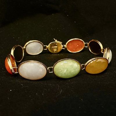 Sale Photo Thumbnail #113: 14k Gold Multicolor Jade Bracelet Ross-Simons