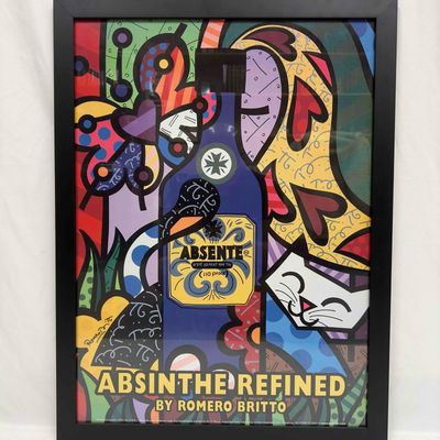 Sale Photo Thumbnail #328: Absinthe Refined Ad Poster By Romero Britto Framed Liquor Advertisement