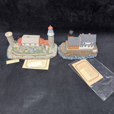 Sale Photo Thumbnail #406: Set of Harbour Lights Maine Lighthouse Figurines Matinicus Rock and Rockland Breakwater