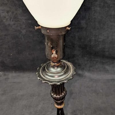Sale Photo Thumbnail #64: Vintage Metal Table Lamp With Floral Design
