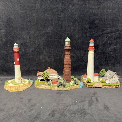 Sale Photo Thumbnail #354: Three Harbour Lights New Jersey Lighthouse Figurines Cape May Barnegat Bolivar Point