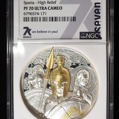 Sale Photo Thumbnail #427: 2023 COOK IS. SPARTA HIGH RELIEF NGC PF-70 UCAM