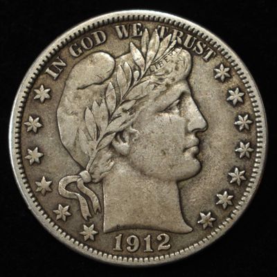 1912-S BARBER HALF DOLLAR XF