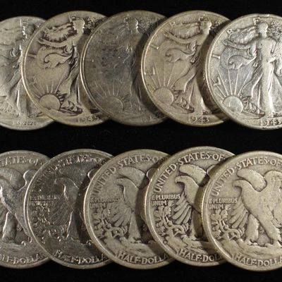 Sale Photo Thumbnail #361: (10) 90% SILVER WALKING LIBERTY HALF DOLLARS