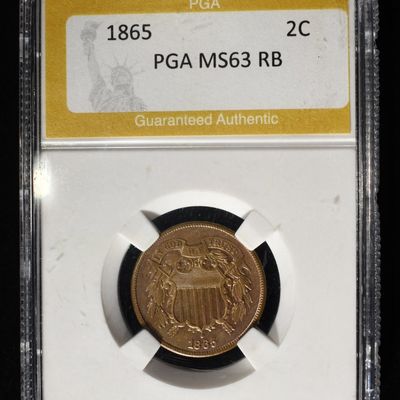 Sale Photo Thumbnail #162: 1865 2-CENT PIECE PGA CH BU RB