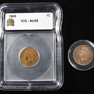 Sale Photo Thumbnail #151: 1908 & 1905 INDIAN HEAD CENTS
