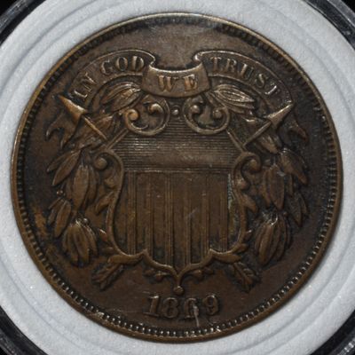 Sale Photo Thumbnail #164: 1869 TWO-CENT PIECE AU/BU