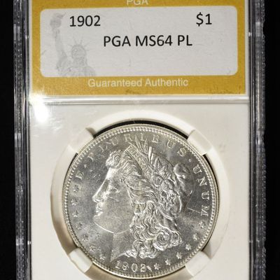 Sale Photo Thumbnail #249: 1902 MORGAN DOLLAR PGA CH/GEM BU PL