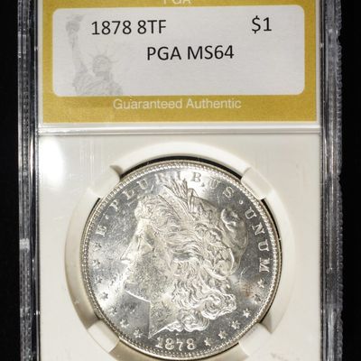 Sale Photo Thumbnail #221: 1878 8TF MORGAN DOLLAR PGA CH/GEM BU