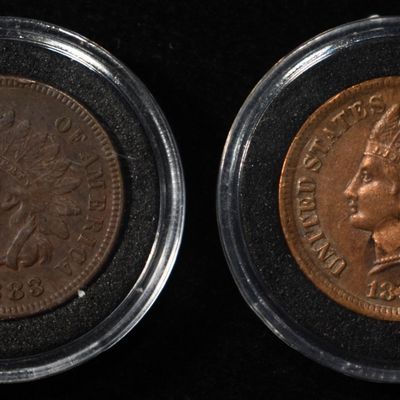 Sale Photo Thumbnail #144: 1882 & 1883 INDIAN HEAD CENTS AU/BU