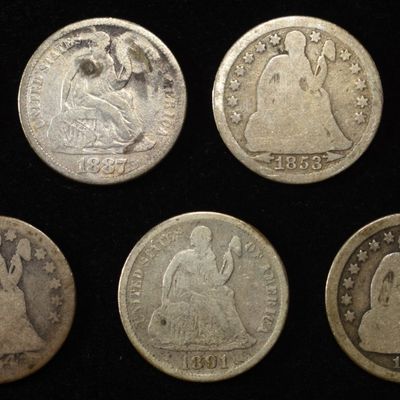 Sale Photo Thumbnail #183: (7) LIBERTY SEATED DIMES