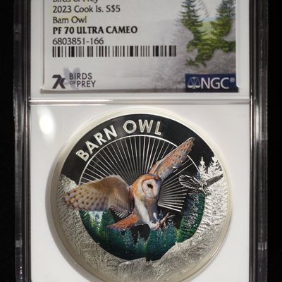 Sale Photo Thumbnail #415: 2023 COOK IS. SILVER BARN OWL NGC PF-70 UCAM