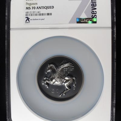 Sale Photo Thumbnail #437: 2022 $25 COOK IS. PEGASOS NGC MS70 ANTIQUED