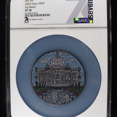 Sale Photo Thumbnail #434: 2024 $20 PALAU TAJ MAHAL DOT ART NGC PF70