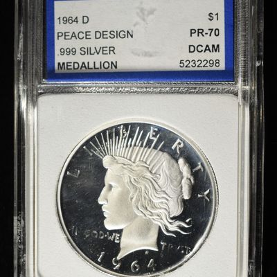 Sale Photo Thumbnail #410: PEACE MEDAL .999 SILVER IGS PERFECT GEM PROOF DCAM