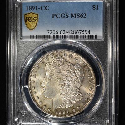 Sale Photo Thumbnail #240: 1891-CC MORGAN DOLLAR PCGS MS62