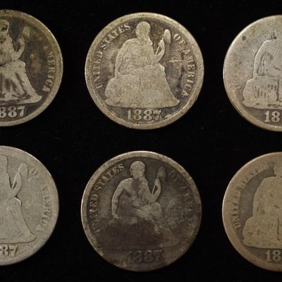Sale Photo Thumbnail #182: (6) LIBERTY SEATED DIMES