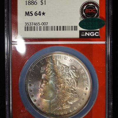 1886 MORGAN DOLLAR NGC MS-64* CAC COLOR!