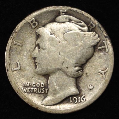 1916-D MERCURY DIME VG