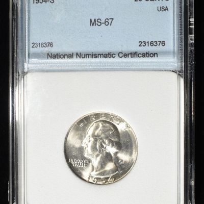 Sale Photo Thumbnail #202: 1954-S WASHINGTON QUARTER NNC SUPERB GEM BU