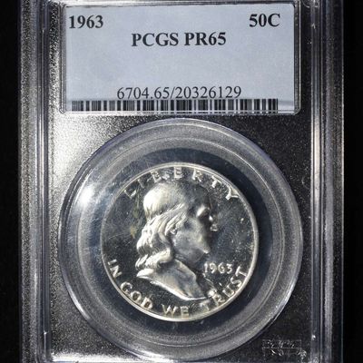 Sale Photo Thumbnail #217: 1963 FRANKLIN HALF DOLLAR PCGS PR65