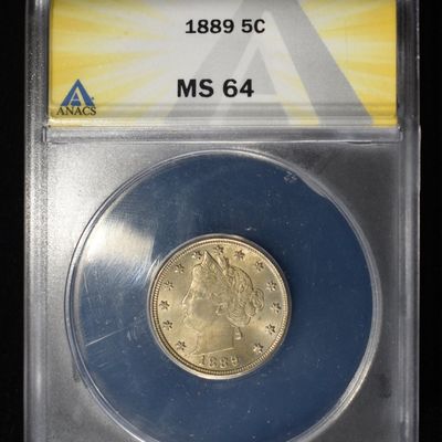 Sale Photo Thumbnail #174: 1889 'V' NICKEL ANACS MS64