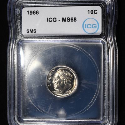 Sale Photo Thumbnail #192: 1966 ROOSEVELT DIME ICG MS68
