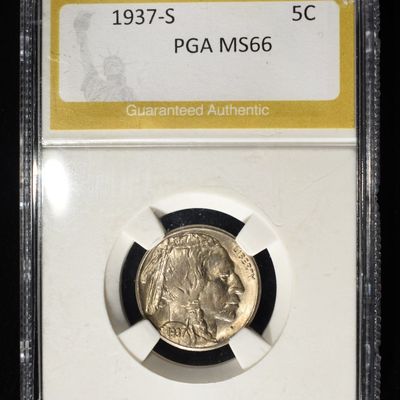 Sale Photo Thumbnail #177: 1937-S BUFFALO NICKEL PGA SUPERB GEM BU