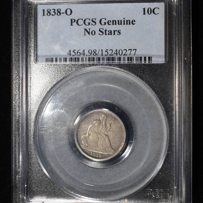 Sale Photo Thumbnail #184: 1838-O SEATED LIBERTY DIME PCGS GENUINE NO STARS