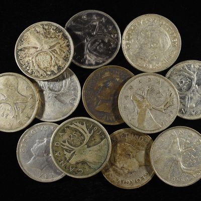 Sale Photo Thumbnail #130: $3 80% SILVER CANADIAN QUARTERS