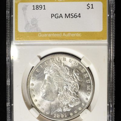 Sale Photo Thumbnail #239: 1891 MORGAN DOLLAR PGA CH/GEM BU