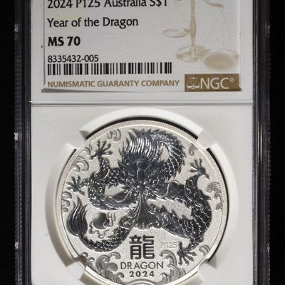 Sale Photo Thumbnail #422: 2024 $1 AUS YEAR OF THE DRAGON NGC MS70