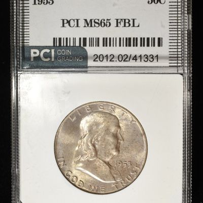Sale Photo Thumbnail #211: 1953 FRANKLIN HALF DOLLAR PCI GEM BU FBL