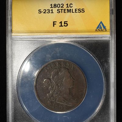 Sale Photo Thumbnail #135: 1802 DRAPED BUST LARGE CENT ANACS F15