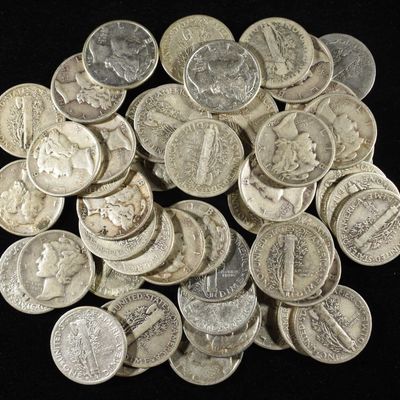 Sale Photo Thumbnail #356: (50) 90% SILVER MERCURY DIMES