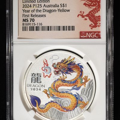 Sale Photo Thumbnail #423: 2024 $1 AUS YEAR OF THE DRAGON NGC MS70