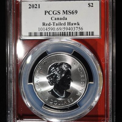 Sale Photo Thumbnail #399: 2021 CANADA RED-TAILED HAWK 1/2oz SILVER PCGS MS69