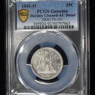 Sale Photo Thumbnail #195: 1841-O SEATED LIBERTY QUARTER PCGS GENUINE
