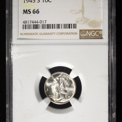 Sale Photo Thumbnail #190: 1945-S MERCURY DIME NGC MS66