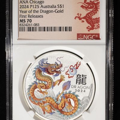 Sale Photo Thumbnail #419: 2024 $1 AUS YEAR OF THE DRAGON NGC MS70